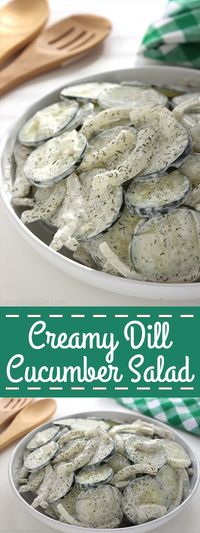 Creamy Dill Cucumber Salad - Will make for a perfect side dish. Cucumbers and onions in a delicious dill dressing make for a perfect combo.