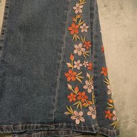 Embroidered Flare Jeans. High Rise, New With Tags.