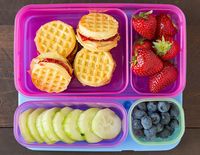 Easy school lunch ideas kids can make | PB&J mini waffles at Cooking Classy