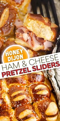 This easy recipe for Honey Mustard Ham & Cheese Sliders made with King's Hawaiian Pretzel Buns makes for a delicious bite of salty sweet goodness in less than 30 minutes. Serve these up for a quick dinner or a game day snack that is sure to be a hit!