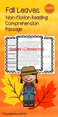 This free engaging fall leaves reading comprehension passage for grades 1-2 can…