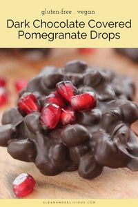 These pretty little Chocolate Covered Pomegranate Drops are fun, festive and make for a lovely non-cookie, holiday dessert. Biting into these little Chocolate Covered Pomegranate drops is pure heaven.  The pom seeds burst in your mouth and the rich, dark chocolate melts all around them.