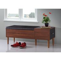 Dual-purposed and versatile, this bench is a great addition to your foyer, mudroom, utility room or bedroom. Featuring retro modern style, the Merrick is constructed of engineered wood and finished in two-tone finishing, oak and espresso brown.