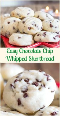 Christmas Time Melt in Your Mouth Easy Chocolate Chip Whipped Shortbread, the best Shortbread Holiday Cookie Recipe. #shortbread #chocolate #Christmas #cookies via @https://it.pinterest.com/Italianinkitchn/