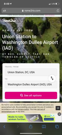 This pin will help students naviagte how they can go to dulles airport in order to leave. They can pick by subway, taxi, driving, etc. It will also give them the prices for the options they pick. We will be going by subway.