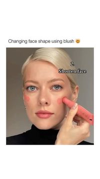 Cr: elena.rachitskaya//ig | makeup tips, makeup tutorial, blush, red blush, pink blush, face shape, makeup technique.