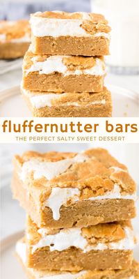 These fluffernutter bars are thick and chewy with the perfect salty sweet flavor combo. They have chewy peanut butter cookie dough and then are stuffed with marshmallow fluff #fluffernutter #peanutbutter #peanutbuttermarshmallow #bars #recipe from Just So Tasty https://www.justsotasty.com/fluffernutter-bars/