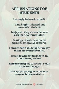 Positive Affirmations for College Students + Affirmations for Success + Daily Positive Affirmations + List of Daily Affirmations for Success #affirmations #positiveaffirmations #dailyaffirmations