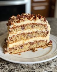 Ingredients:  For the Cake:  2 cups flour 1 1/2 tsp baking powder 1 cup butter, softened 1 1/2 cups sugar 4 eggs 1 tsp vanilla 1/2 cup milk 1 cup chopped pecans For the Frosting:  8 oz cream cheese 1/2 cup butter, softened 2 cups powdered sugar 1 tsp vanilla Directions:  Bake Cake: Mix wet and dry ingredients, fold in pecans. Bake in two 9-inch pans at 350°F for 25-30 min. Cool. Frost: Beat cream cheese, butter, sugar, and vanilla. Frost layers and top with pecans. ⏰ Total: 1 hr 30 min | 🔥 400 kcal/serving | 🍽️ Serves: 12  #PecanCake #NuttyDesserts #EasyBakes #LayerCake