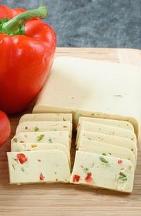 Vegan Pepper Jack Cheese - it takes less than 30 minutes to make your own homemade vegan pepper jack. Slices perfectly for an easy app.