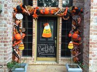 Halloween Candy Doorscape by Prettify Your Life, Candy Corn Doorhanger by The Wayward Whimsy