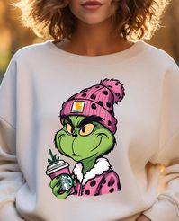 Boujee pink girl grinch. Choose white,gray or black shirt & size . Custom printed when ordered