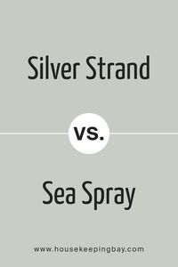 Silver Strand SW 7057 by Sherwin Williams and Sea Spray SW 9651 by Sherwin Williams are two unique colors, each bringing its own vibe to spaces. Silver Strand sits comfortably in the world of neutrals, a soft blend of gray with a touch of green. It’s a versatile color, perfect for creating serene and inviting environments. It works well in almost any room, offering a calm and collected look.