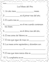 This is a great worksheet to assess student's comprehension of the Spanish months of the year. It has 10 fill-in the blank questions for the months of the year.Copyright FUNTASTICO