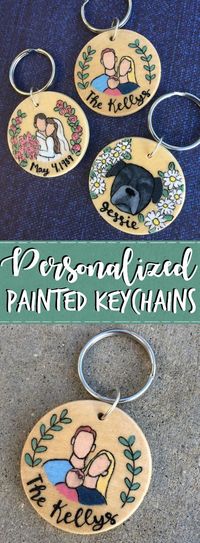 Custom Painted Keychains - These are so cute! I'd love to get one of a portrait of my family! Or maybe the wedding one with our anniversary date. The pet dog one is adorable too though! I can't decide!! Such a great gift idea for her- cute idea for a sister, wife, mom on Mother’s Day, or friend!