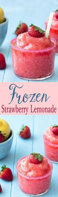 This frozen strawberry lemonade is so easy to make, full of fresh strawberries and tart lemons. Not too sour or too sweet, just perfect!