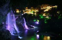 Furong (Hibiscus) ancient village at night by estivillml. Furong (Hibiscus) ancient village and its waterfall at night, Hunan province, China.#village, #night, #ancient, #Furong