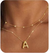 PANSHI Gold Necklace Initial Necklaces for Women Teens Layered Choker Bubble Letter Necklace Gold Jewelry Teen Gift Trendy Stuff Personalized Gifts for Women Her