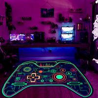 PRICES MAY VARY. Black light/UV Reactive: This gaming area rug can glow under black light, creating a colorful gaming environment that makes your gaming experience more enjoyable and exciting, and also makes your room look cooler. Design: This gaming area rug is printed in high definition with special ink to ensure clear and bright colors. It glows under the black light and adds a unique color to a teen's room. The bottom of the carpet is equipped with a special non-slip rubber base design to pr