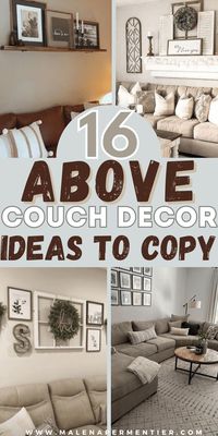 Need inspo on what to do with the empty space behind your couch? This post shows you 16 beautiful above the couch decorating ideas that brighten your space. Also sharing ideas for: decorate walls in living room, home wall decor ideas, above couch wall decor, art ideas for the living room, farmhouse wall decor ideas, and decorating with picture frames of the family in your home!