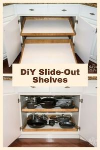 DiY Slide-Out Shelves - A husband and wife want more kitchen cabinet space, but instead of simply decluttering they do THIS! #diykitchen