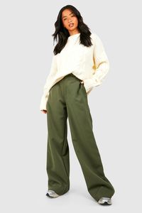 Womens Petite Tailored Wide Leg Pants - green - 2 - Serve up a bold attitude with these petite pants. Cut shorter on the leg and made to flatter, these pants are guaranteed to give you confidence for days. The shorter inseam fits the leg length better for those 5'3 and under. Mid or high-rise pants are more flattering as they elongate the torso and give the illusion of a taller silhouette. Opting for petite palazzo pants or wide-leg styles instead? Try to stick to slim or standard fits, so you d