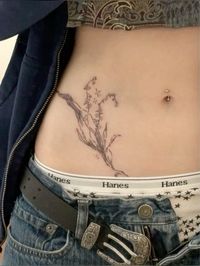 bluebell lily of the valley flower linework tattoo inspo