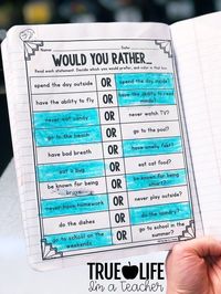 Students will have so much fun playing Would You Rather while supporting their opinions with reasons and details! It's the perfect way to launch your opinion writing unit!