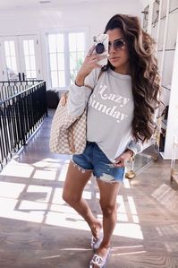 Lazy Sunday Sweatshirt, Denim Shorts | Emily Ann Gemma Gemma, The Sweetest Thing Blog #EmilyGemma #theSweetestThingBlog