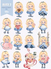 Alice In Wonderland Watercolor Cliparts Alice Printables - Etsy Portugal