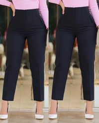 Style:Chic,Elegant Type:Pants Material:Polyester Length:Cropped Pattern Type:Plain Fit Type:Regular Occasion:Daily,Work Package Include:1*Pants         F,S F,S F,S