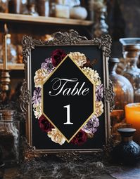 Moody Floral Table Numbers| Melancholy Table Number| Dark Floral Table Numbers