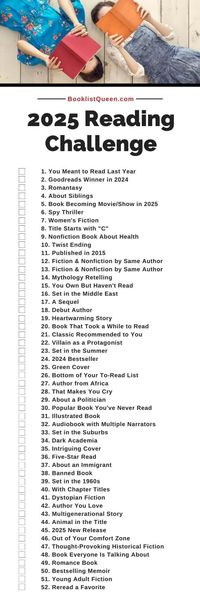 Join the best Reading Challenge of 2025. Read a book a week with the Booklist Queen! That's right, 52 categories to help you diversify your reading and read more books in 2025. You won't want to miss the Booklist Queen 2025 Reading Challenge.