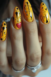 Spread the love with Yellow Valentines Nails in 2024! Embrace the warmth and joy of romance with these delightful nail art creations. 💅💛❤️ #NailArt #ValentinesNails #2024Trends 📌