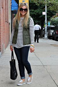 stripes, cargo vest, leopard kicks