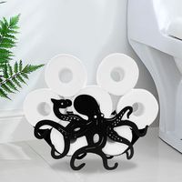 PRICES MAY VARY. CUTE OCTOPUS BATHROOM DECOR: This unique octopus toilet paper holder is not only a practical toilet paper storage solution, but also a cute Octopus bathroom decoration, adding a touch of humor and fun to your bathroom. LARGE CAPACITY STORAGE DESIGN: Octopus toilet paper holder is cleverly designed to store up to eight rolls of toilet paper at the same time, organizer measures14.40 × 9.85 × 4.52 inches，ensuring you always have enough toilet paper available for your daily use. HIGH QUALITY RUST-PROOF MATERIAL: This toilet paper storage wall mount made of black powder-coated steel material, suitable for the humid environment of bathroom and toilet, ensuring it will not rust even after long-term use and durable. SUITABLE FOR A VARIETY OF SCENARIOS: Whether it is a home bathroo