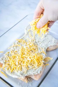 Baked Ranch Chicken - Baked chicken breast that is coated in a creamy ranch sauce and topped with crispy breadcrumbs and cheese. A great quick and easy weeknight dinner.