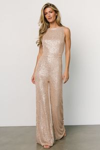 Hillary Sequin Jumpsuit | Rose Gold