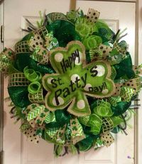 St. Patricks Day Burlap Wreath on Etsy, $125.00