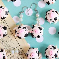 Kawaii cow polymer clay earrings