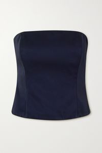 Brunello Cucinelli's top is dyed an elegant and understated midnight-blue - the simplicity makes it incredibly easy to style. It's been made in Italy from smooth satin and has a strapless neckline. The bodice is paneled along the front, giving structure and shape to the lustrous fabric.