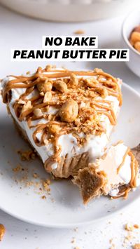 2hr 45min · 8 servings     Ingredients  • 6 tablespoons melted butter  • 1 1/2 cups graham cracker crumbs  • 1 (8 ounce) package cream cheese, softened  • 3/4 cup creamy peanut butter, plus more for drizzling  • 1/2 cup powered sugar  • 1 teaspoon vanilla extract  • 1 cup whipped cream, homemade or store-bought, plus more for garnish  • Crushed peanuts, melted peanut butter, (optional garnishes)  Full recipe and instructions available here: https://www.spoonfulofflavor.com/no-bake-peanut-butter-pie/