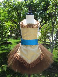 POCAHONTAS inspired Dress Up Costume Apron, Full Apron and Chocolate Brown Tutu.