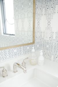 Powder Room with Wallpaper and soft accessories - Studio McGee Blog