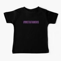 #instafamous purple hashtag design glitter lettering in lavender colors. Great social media gifts for #instagram lovers and influencer. Funny, cool and cute, trendy and girly internet style accessories and home decor. Black baby t-shirt