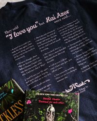 ‼️Powerless Merch 11/08‼️ Hi! I finally made a book quotes shirt. I've seen this shirt style popping up everywhere in the book community. So I thought to myself, how about making one with all the swoon-worthy quotes from Kai Azer? ☺️ You have 12 quotes from 2 books in the back, and the front of the shirt is embroidered with "Oh, Darling." This officially licensed design will be available on t-shirts, sweatshirts, and hoodies. You can find it on my website or Etsy shop on 11/08 🤗 💜 #bookmer...