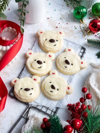 These adorable polar bear cookies are incredibly soft and chewy and are topped with the most delicious homemade buttercream frosting.