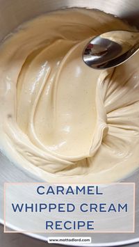 The Best Whipped Cream Recipe - this brown sugar whipped cream recipe is the perfect homemade whipped cream. This fresh whipped cream frosting is a great alternative to chantilly cream and is perfect paired with chocolate desserts like fondant and souffle. Watch the easy to follow video to see how to make this simple caramel whipped cream.