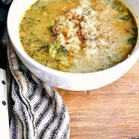 Rustic Broccoli and Brown Rice Soup. - Healthy Elizabeth