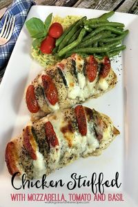 Boneless, skinless chicken breasts stuffed with mozzarella, tomato and basil. Hasselback chicken is ready in 30 minutes!